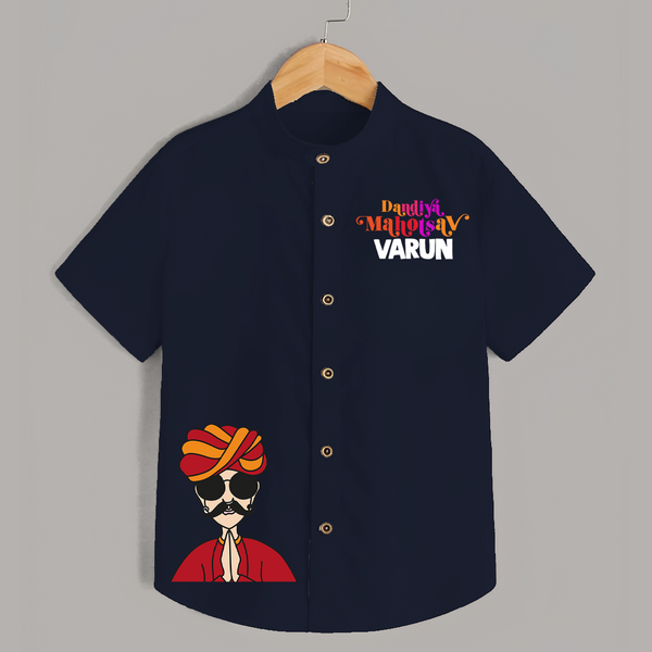 Dandiya Maharaja Personalized Shirt - NAVY BLUE - 0 - 6 Months Old (Chest 23")