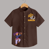 Indian Festive Vibes Personalized Shirt - CHOCOLATE BROWN - 0 - 6 Months Old (Chest 23")