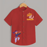 Indian Festive Vibes Personalized Shirt - RED - 0 - 6 Months Old (Chest 23")