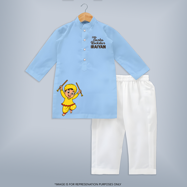 Garba Rockstar Personalized Kurta Set - BABY BLUE - 3 - 6 Months Old (Chest 24", Kurta Length 14'', Waist 19", Pant Length 14")
