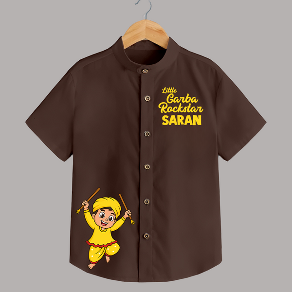 Little Rockstar Personalized Shirt - CHOCOLATE BROWN - 0 - 6 Months Old (Chest 23")