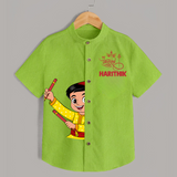Chota Dandiya Personalized Shirt - LIME GREEN - 0 - 6 Months Old (Chest 23")