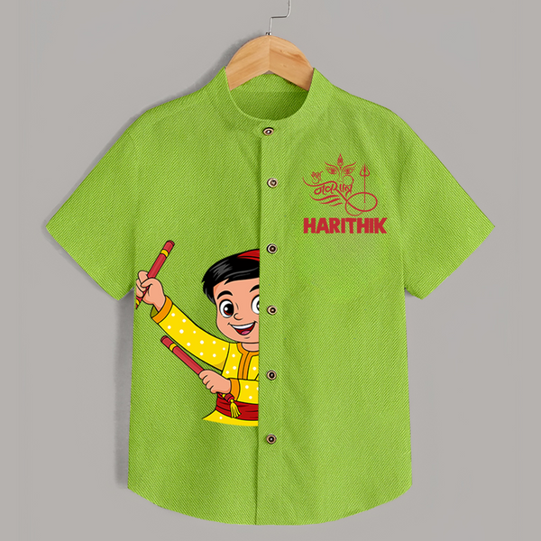 Chota Dandiya Personalized Shirt - LIME GREEN - 0 - 6 Months Old (Chest 23")
