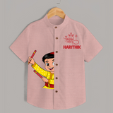 Chota Dandiya Personalized Shirt - PEACH - 0 - 6 Months Old (Chest 23")