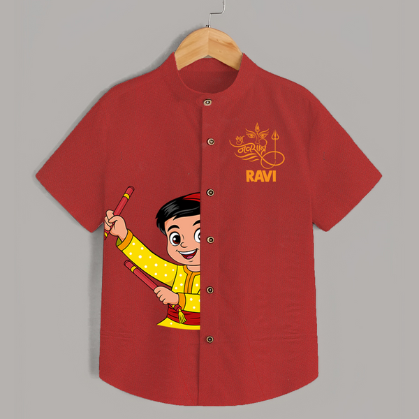 Chota Dandiya Personalized Shirt - RED - 0 - 6 Months Old (Chest 23")