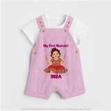 My First Navratri Dandiya Girl Personalized Dungaree  - BABY PINK - 0 - 5 Months Old (Chest 18")