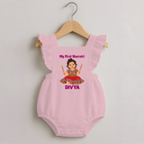 My First Navratri Dandiya Girl Personalized Romper Frock - BABY PINK - 0 - 3 Months Old (Chest 19")