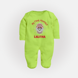 My First Navratri Divine Face Personalized Full Body Suit - LIME GREEN - New Born (Chest 7.5")