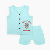 My First Navratri Divine Face Personalized Jabla Set - BABY BLUE - 0 - 3 Months Old (Chest 9.8")