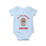 My First Navratri Divine Face Personalized Romper - BABY BLUE - New Born (Chest 14")