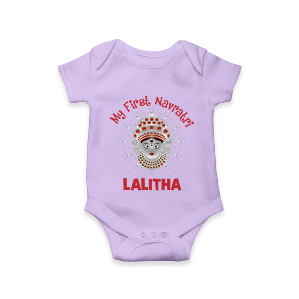 My First Navratri Divine Face Personalized Romper - LILAC - New Born (Chest 14")