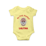 My First Navratri Divine Face Personalized Romper - PASTEL YELLOW - New Born (Chest 14")