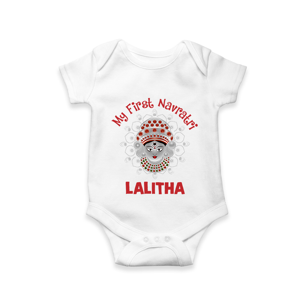 My First Navratri Divine Face Personalized Romper - WHITE - New Born (Chest 14")
