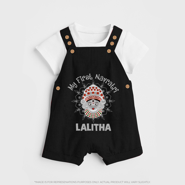 My First Navratri Divine Face Personalized Dungaree  - BLACK - 0 - 5 Months Old (Chest 18")