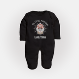 My First Navratri Divine Face Personalized Full Body Suit - BLACK - New Born (Chest 7.5")