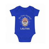 My First Navratri Divine Face Personalized Romper - COBALT BLUE - New Born (Chest 14")
