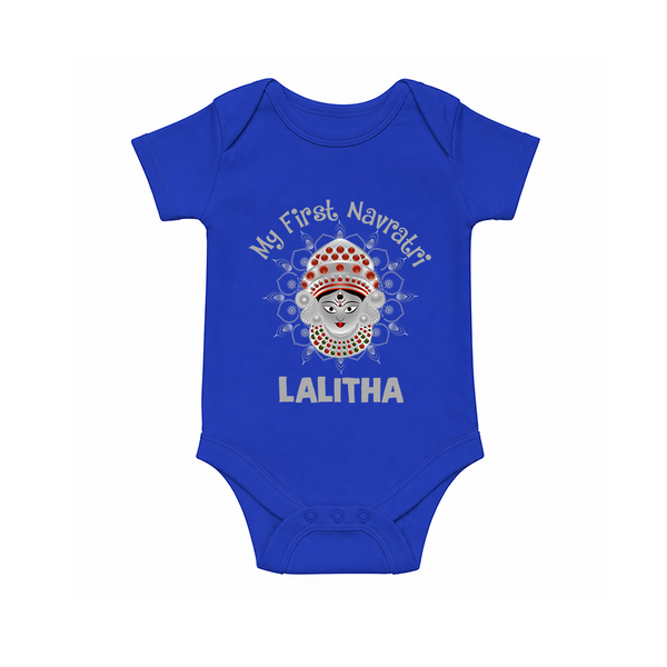 My First Navratri Divine Face Personalized Romper - COBALT BLUE - New Born (Chest 14")