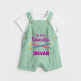 My First Navratri Dandiya Sticks Personalized Dungaree  - MINT GREEN - 0 - 5 Months Old (Chest 18")