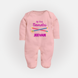 My First Navratri Dandiya Sticks Personalized Full Body Suit - BABY PINK - New Born (Chest 7.5")