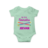 My First Navratri Dandiya Sticks Personalized Romper - MINT GREEN - New Born (Chest 14")