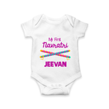 My First Navratri Dandiya Sticks Personalized Romper - WHITE - New Born (Chest 14")