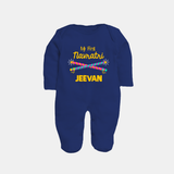 My First Navratri Dandiya Sticks Personalized Full Body Suit - NAVY BLUE - New Born (Chest 7.5")