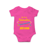 My First Navratri Dandiya Sticks Personalized Romper - HOT PINK - New Born (Chest 14")