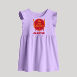 My First Navratri Dandiya Badge Personalized Baby Frock - LILAC - 0 - 3 Months Old (Chest 17")