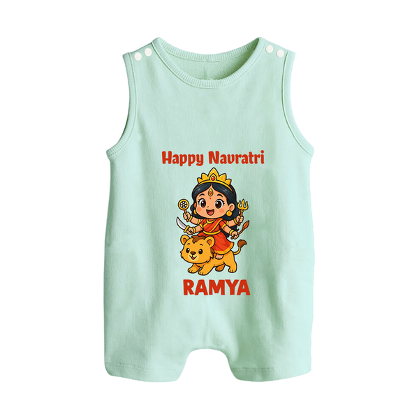 Happy Navratri Goddess Personalized Button Romper - MINT GREEN - New Born (Chest 18")