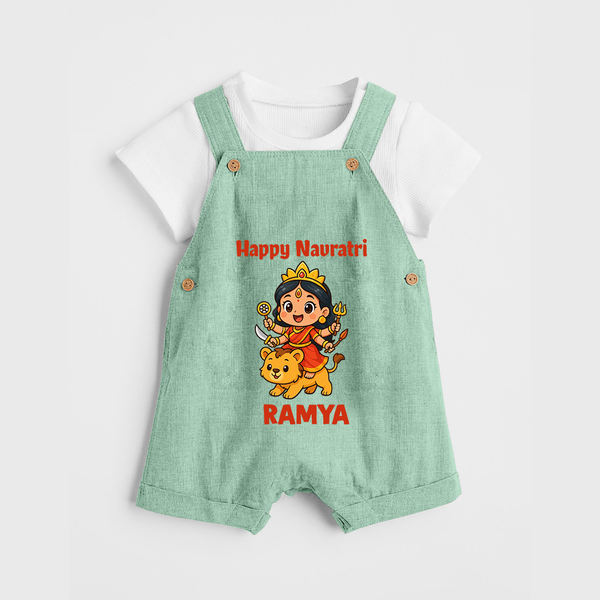 Happy Navratri Goddess Personalized Dungaree  - MINT GREEN - 0 - 5 Months Old (Chest 18")