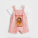 Happy Navratri Goddess Personalized Dungaree  - PEACH - 0 - 5 Months Old (Chest 18")