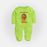 Happy Navratri Goddess Personalized Full Body Suit - LIME GREEN - New Born (Chest 7.5")