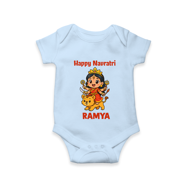 Happy Navratri Goddess Personalized Romper - BABY BLUE - New Born (Chest 14")