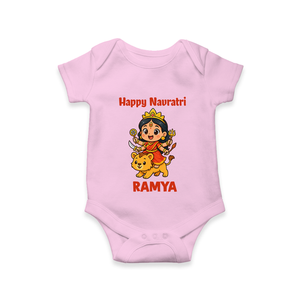 Happy Navratri Goddess Personalized Romper - BABY PINK - New Born (Chest 14")