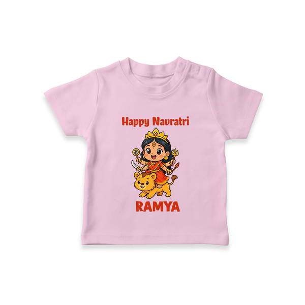Happy Navratri Goddess Personalized T Shirt - BABY PINK - 0-5 Months Old (Chest 17")