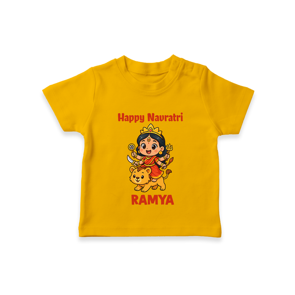 Happy Navratri Goddess Personalized T Shirt - CHROME YELLOW - 0-5 Months Old (Chest 17")