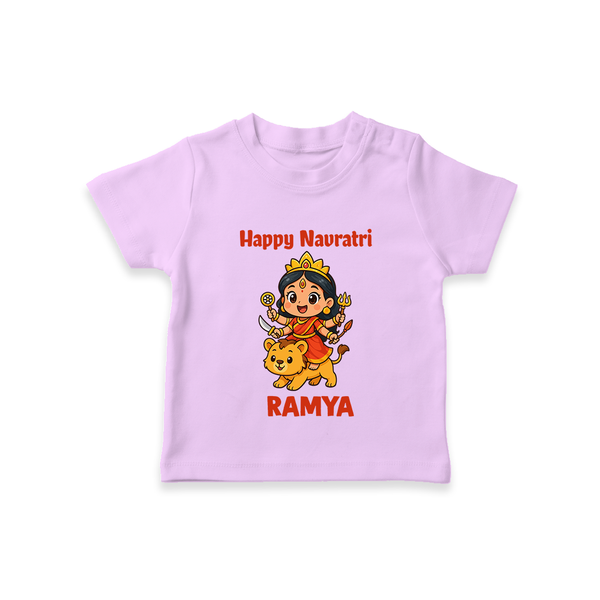 Happy Navratri Goddess Personalized T Shirt - LILAC - 0-5 Months Old (Chest 17")