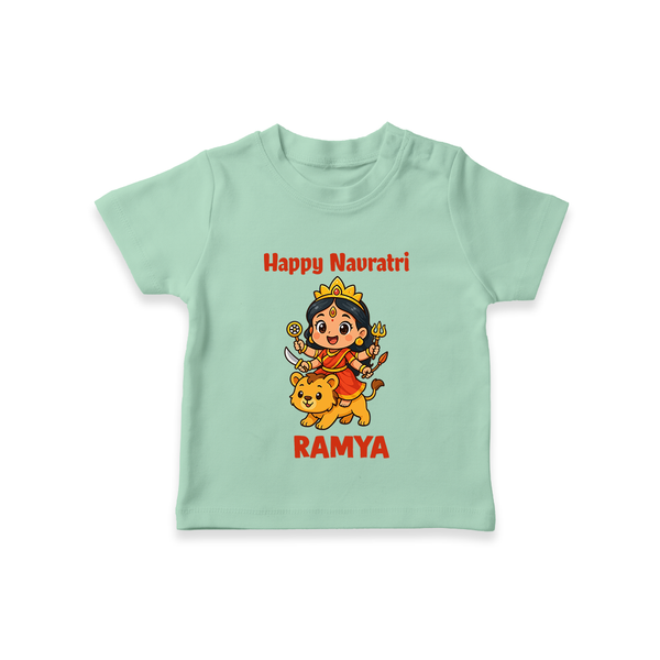 Happy Navratri Goddess Personalized T Shirt - MINT GREEN - 0-5 Months Old (Chest 17")