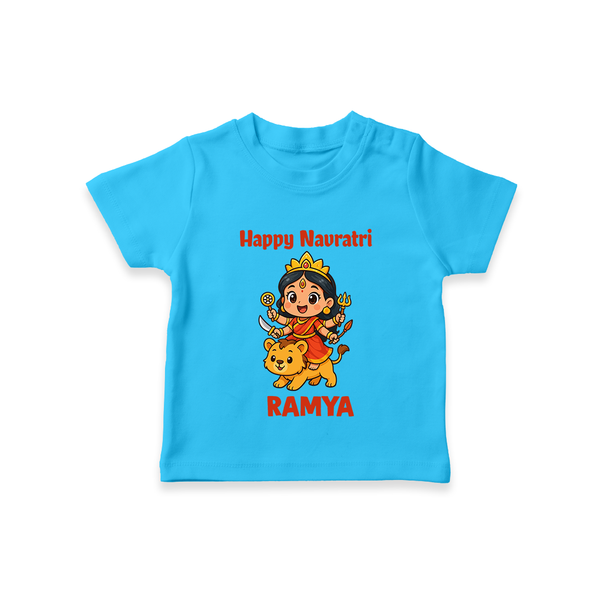 Happy Navratri Goddess Personalized T Shirt - SKY BLUE - 0-5 Months Old (Chest 17")