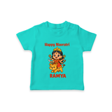 Happy Navratri Goddess Personalized T Shirt - TEAL - 0-5 Months Old (Chest 17")