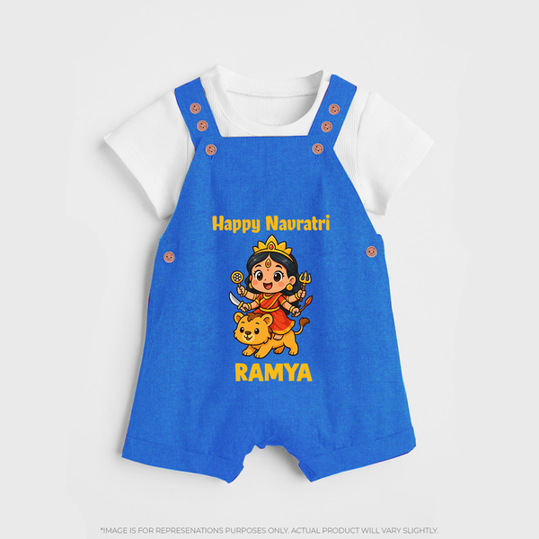 Happy Navratri Goddess Personalized Dungaree  - COBALT BLUE - 0 - 5 Months Old (Chest 18")