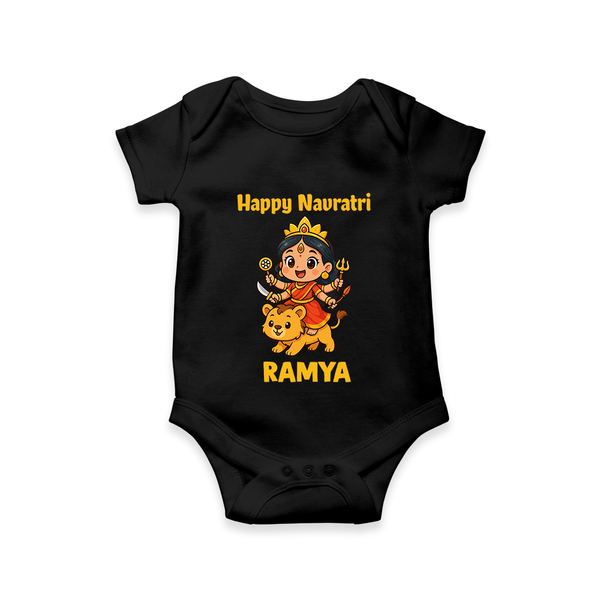 Happy Navratri Goddess Personalized Romper - BLACK - New Born (Chest 14")