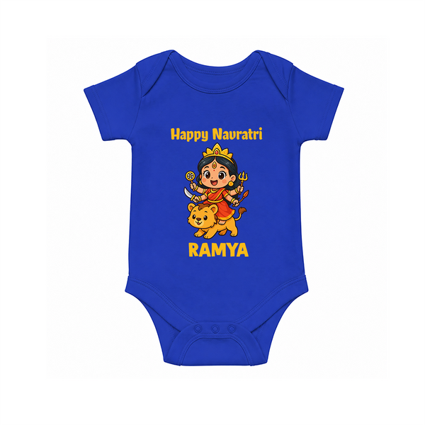 Happy Navratri Goddess Personalized Romper - COBALT BLUE - New Born (Chest 14")