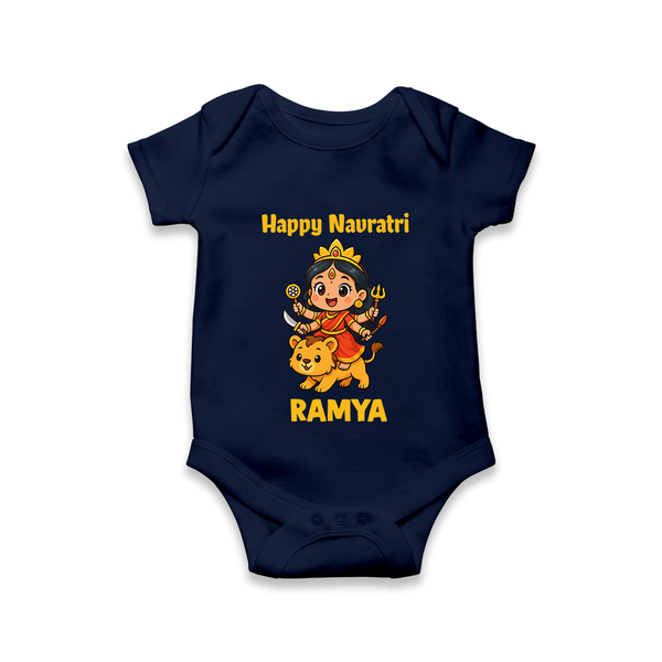 Happy Navratri Goddess Personalized Romper - NAVY BLUE - New Born (Chest 14")