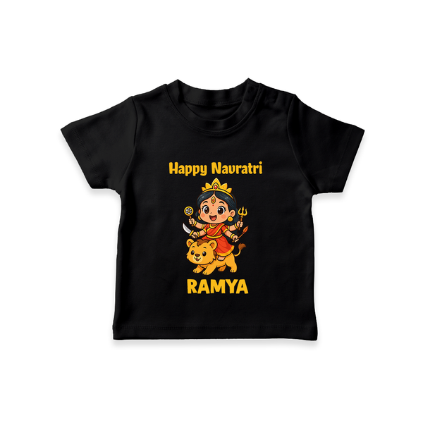 Happy Navratri Goddess Personalized T Shirt - BLACK - 0-5 Months Old (Chest 17")