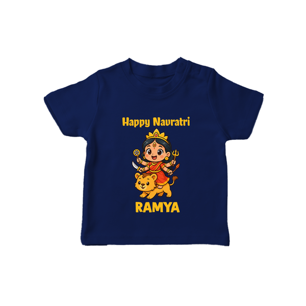 Happy Navratri Goddess Personalized T Shirt - NAVY BLUE - 0-5 Months Old (Chest 17")