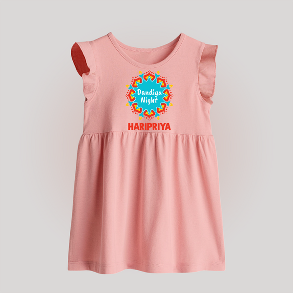 Dandiya Night Personalized Baby Frock - BABY PINK - 0 - 3 Months Old (Chest 17")