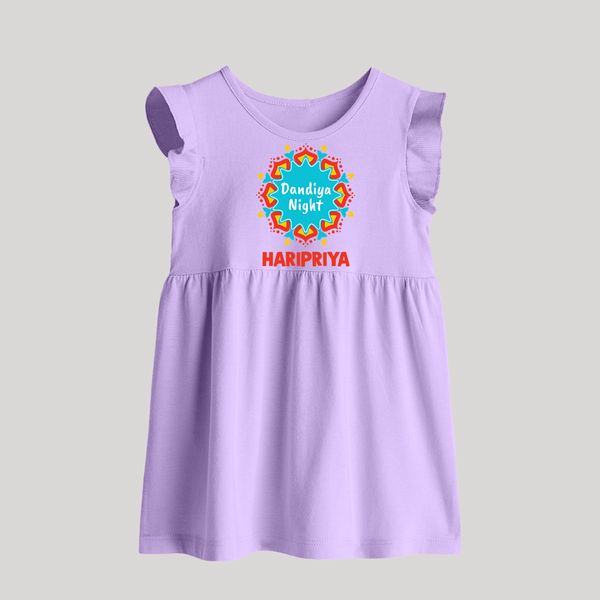Dandiya Night Personalized Baby Frock - LILAC - 0 - 3 Months Old (Chest 17")