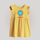 Dandiya Night Personalized Baby Frock - PASTEL YELLOW - 0 - 3 Months Old (Chest 17")