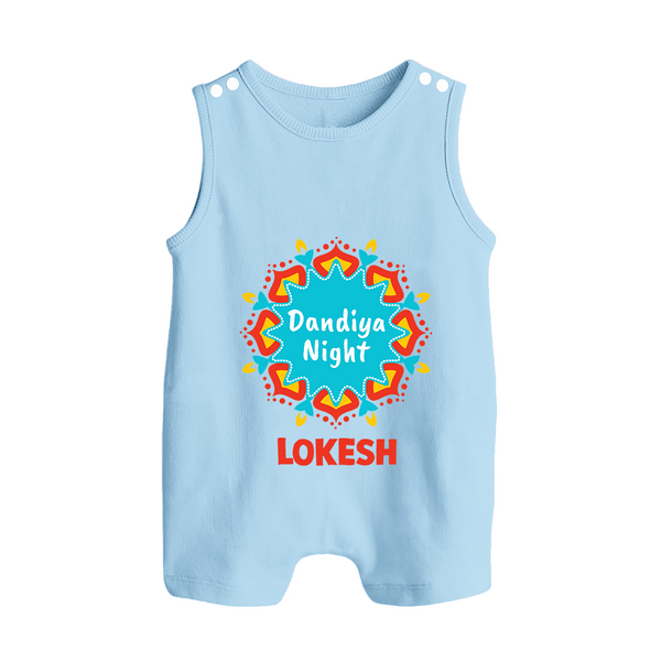Dandiya Night Personalized Button Romper - BABY BLUE - New Born (Chest 18")